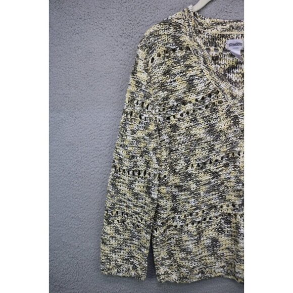 Chicos Long Sleeve Open Knit Tunic Sweater-Size 2-Oversized-Beachy-NWT - Picture 3 of 12